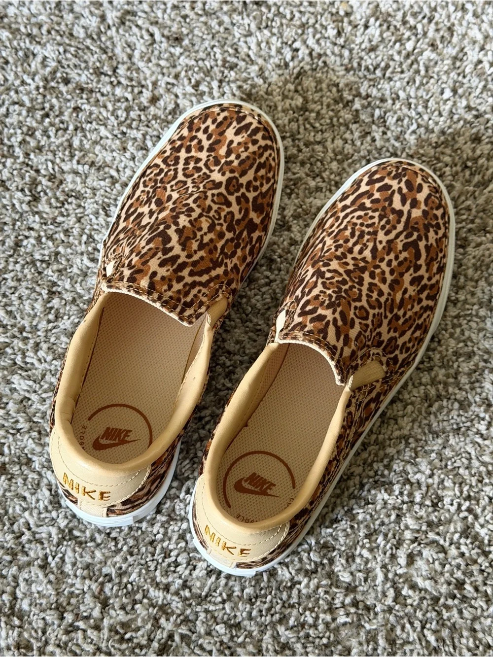 Nike Leopard-Print Slip-On Sneakers in Tan/Brown